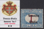 ITALIA - VENEZIA GIULIA - Tax 7 - Cat. 4000 Euro - Con CERTIFICATO - CENTRATISSIMO - MNH** - GOMMA INTEGRA - Venezia Giuliana