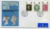 1970  Elizabeth II Philympia   FDC  SG 835-7 - 1971-80 Ediciones Decimal