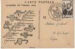 CARTE MAXIMUM JOURNEE DU TIMBRE  1946 DIJON - 1940-1949