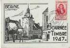 CARTE MAXIMUM JOURNEE DU TIMBRE  1947  BEAUNE - 1940-1949