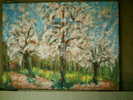 - ARBRES FRUITIERS EN FLEURS . HUILE SUR TOILE SIGNEE - Huiles