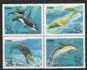 R168.-.RUSIA .- 1990 .- WHALES AND DOLPHINS BLOCK.- MNH .- SCOTT # : 5933-5936 .- - Baleines