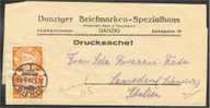 DANZIG, 5 PFENNIG IN PAIR ON WRAPPER 1924 TO SWITZERLAND - Storia Postale