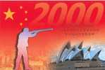 2000 CHINE ENTIER POSTAL JO SYDNEY TIR A LA CARABINE OPERA DE SYDNEY - Schieten (Wapens)