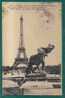 FRANCE - VF 1924 PARIS  CPA - ÉLÉPHANT And TOUR EIFFEL - Sent  To BUENOS AIRES - MERSON STAMP Yvert # 143 - Covers & Documents