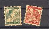 SWITZERLAND, PRO JUVENTUTE 1915, UNUSED HINGED SET - Unused Stamps
