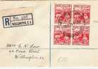 NZ094/ Health 1938, 4-er Block, Einschreiben (spielende Kinder) - Lettres & Documents