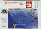 Swan Goose,migratory Bird,China 2004 Yunnan Post "One World One Post Network" Advertising Postal Stationery Card - Oche