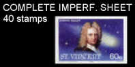 ST VINCENT 1986, Edmond Halley's Comet 60c, IMPERF.SHEET:40 Stamps [non Dentelé,Geschnitten,no Dentado,non Dentellato - Sterrenkunde