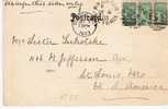 Vic120/ AK Melbourne Bourke St., 1903, Prahran-USA, 3-er Streifen - Lettres & Documents