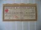 ACTION & TITRE PERIME:"SOCIETE ELECTRO CABLE  15 MAI 1945 PARIS - Electricité & Gaz