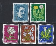 SUIZA 1960  - PRO JUVENTUD Y FLORES - YVERT - 668-672 - MICHEL 722-726 - Nuovi