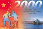 2000 CHINE ENTIER POSTAL JO SYDNEY TENNIS DE TABLE DOUBLE MASCULIN PONT ET OPERA DE SYDNEY - Tenis De Mesa