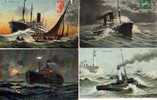 BATEAUX Divers  Montages Et Colorises....Dessins   4 CP - Sonstige & Ohne Zuordnung