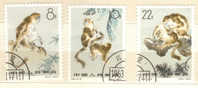 China P.R. 1963 Mi 741-743A , YVERT 1498/1500, Chine Monkeys Used - Usati