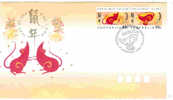 Christmas Island  1996  Year Of The Rat Pair  FDC - Christmaseiland