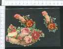 Chromo Découpis Main Fleurs Corbeille Pigeon Roses Pensées - Sonstige & Ohne Zuordnung
