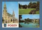 * CPM...POISSY...(Yvelines) ....L´église  Notre Dame - Le Parc Meissonier - La Seine Et Le Pont - Poissy