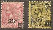 MONACO - Two 1922 Surcharges - 25c Used, 50s Mint Hinged * Scott 34, 35 - Andere & Zonder Classificatie