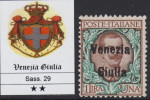 ITALIA - VENEZIA GIULIA - N.29  - Cat.350 Euro  - Con CERTIFICATO  - MNH** - Gomma Integra - Venezia Julia