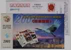 Red Crowned Crane Bird,China 2001 Jilin Finance & Taxation Magazine Advertising Pre-stamped Card - Kraanvogels En Kraanvogelachtigen