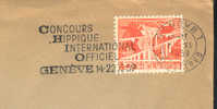 1959 Suisse Geneve Concours Hippique Concorso Ippico Horse Show Sur Enveloppe - Hippisme