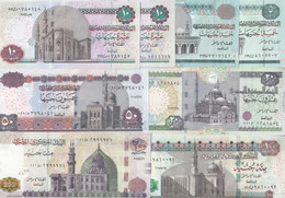 EGYPT 5 10 20 50 100 200 EGP POUNDS 2013 2015 P 63 64 65 66 67 77a SIG/23 UNC SET - Aegypten