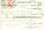 Belgique:1914:Reçu Avec Timbres N°112 & 123 De Mr Marchant,UCCLE. Pour P.Saintier,ROUEN.53 Francs. - 1912 Pellens