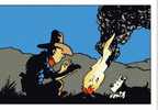 CARTE POSTALE - FRANCE - TINTIN - HERGE - COW BOY - AMERIQUE - FEU DE CAMP - Cartoline Postali