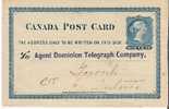 C-V026/  KANADA - Stationery (GA) Mit Firmenzudruck 1878 Ex Dominion Telegraph Comp. - 1860-1899 Reign Of Victoria