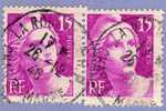 FRANCE TIMBRE N° 727 OBLITERE MARIANNE DE GANDON PAIRE AVEC MAUVAISE PRE DECOUPE DE LA DENTELURE - Used Stamps