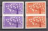 FRANCE, EUROPA 1962 IMPERFORATED SET IN PAIRS, MINT NEVER HINGED - Sin Clasificación