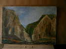 - PAYSAGE MONTAGNEUX . HUILE SUR TOILE NON SIGNEE - Huiles