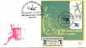 Israel Special "10th Maccabiah Games" Helicopter Flight Cacheted Registered Cover With Sticker 1977 - Helicópteros