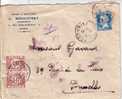 PASTEUR-75c POUR BRUXELLE AVEC TAXE 2x40 BELGES DU 5-7-1925 - 1859-1959 Cartas & Documentos
