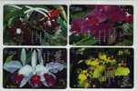 Orchid Flower,China 2004 Set Of 4 Used Phonecards - Blumen