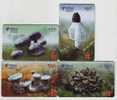 Qingyuan Edible Fungi Industry,mushroom,China 2002 Set Of 4 Used Phonecards - Chine