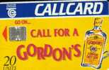 IRELAND  20 U  GORDON'S  GIN  AD  ALCOHOL  CARTOON  CHIP  READ DESCRIPTION !! - Ierland