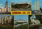 CPSM.  DAMMARIE LES LYS. L'EGLISE. LA POSTE. LA FONTAINE DU LYS. LES RUINES DE L'ABBAYE CISTERCIENNE. LA PATINOIRE. 1987 - Dammarie Les Lys