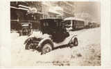 Seattle WA 1916 Snowstorm Real Photo Postcard, Fourth Ave And Union St Street Cars Electric Trolley, Autos - Seattle