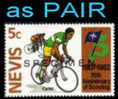 NEVIS 1982, Scouting Cyckling 5c, Ovpt.SPECIMEN PAIR     [muestra,Muster,spécimen,saggio] - Ciclismo