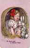 CPA Belle Carte Postale FANTAISIE ILLUSTRATION Embossed Gauffrée Raphael Tuck's Pâque  Easter Day  Lapin Fille 19 - Tuck, Raphael