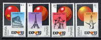 SERIE TIMBRES ESPAGNE NOUVEAUX 1989 EXPOSITIONS UNIVERSELLES - LONDRES PARIS BRUXELLES OSAKA - TOUR EIFFEL - 1989