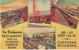 Cheyenne WY Valencia Restaurant, Multiview Vintage Curteich Linen Postcard, Lunch Counter Interior - Cheyenne