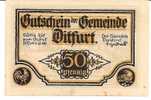 DITFURT  -   ** 50 Pfennig Gutschein Der Gemeinde ** (gültig Bis Zum Aufruf - Ditfurt Den 01 07 1921 - Sonstige & Ohne Zuordnung