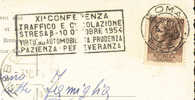 1954 Italia  Sécurité Routière  Road Safety  Educazione Stradale   Sur Carte - Other & Unclassified