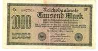 TAUSEND MARK  REICHSBANKNOTE  - Berlin Den 15 September 1922 - 1000 Mark