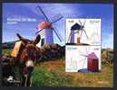PORTUGAL Açores 2007, MOULINS A VENT Et ANE, 2 Valeurs En Feuillet. R512 - Windmills