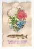 C13 CARTE EN CELLULOID Fleurs Poisson "va Petit Poisson Lui Porter Mon Souvenir" - Andere & Zonder Classificatie