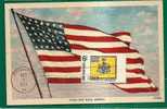 FLAGS - PHILADELPHIA FLAG On FIRST DAY USA FLAG Unused POSTCARD - GOD BLESS AMERICA - VF ITEM !!!! - Buste